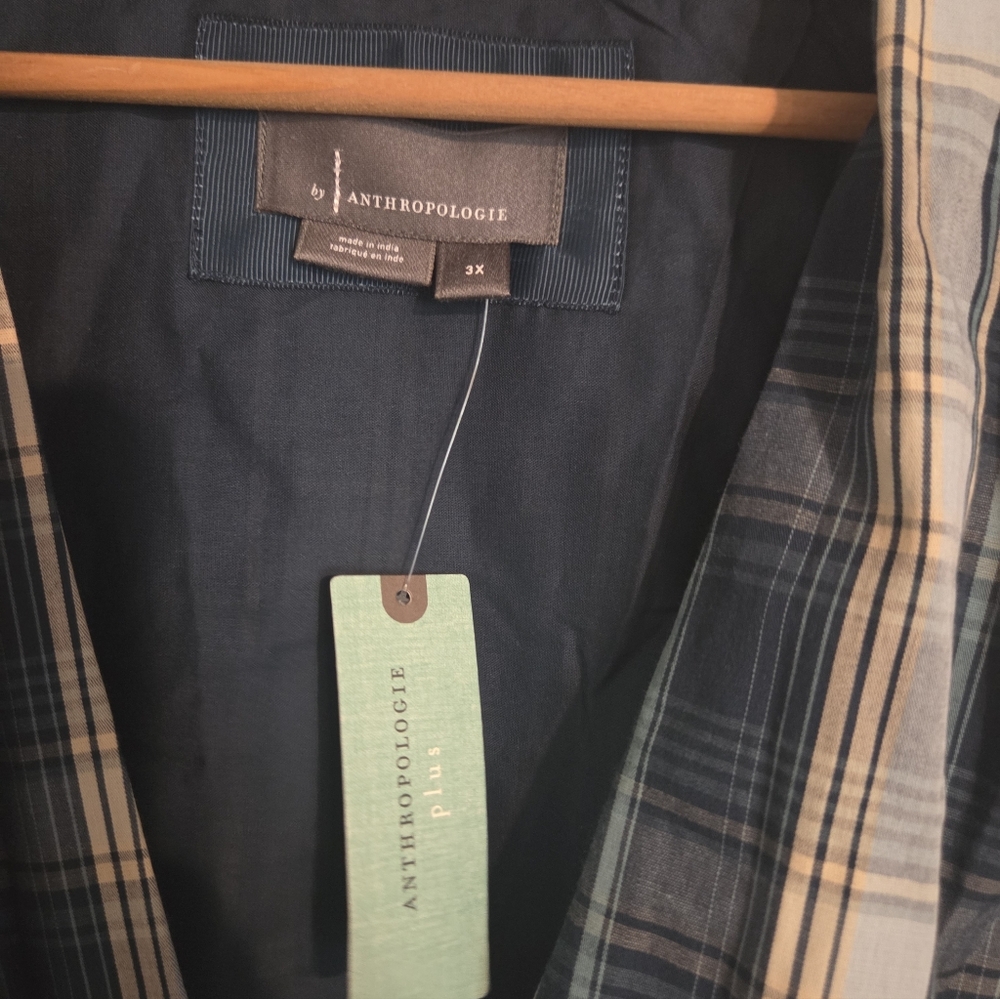 Anthropologie Tommie Zip-Front Midi Dress Green Plaid, size 3X Plus St. Pats - Picture 8 of 9